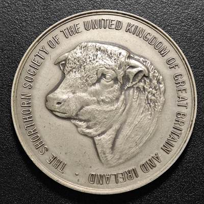 【德藏】世界币章拍卖第114期 拍品征集中~欢迎藏友联系 - 1946年 英国畜牧养殖奖章纪念银章 直径约：51mm；重约：65.1g