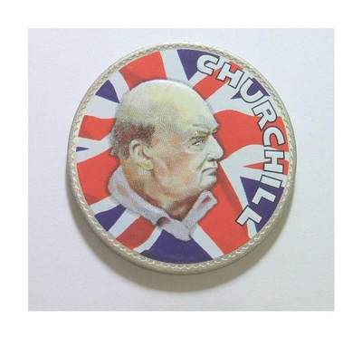 英国1965年二战首相丘吉尔米字旗彩色纪念币章 40MM - 英国1965年二战首相丘吉尔米字旗彩色纪念币章 40MM