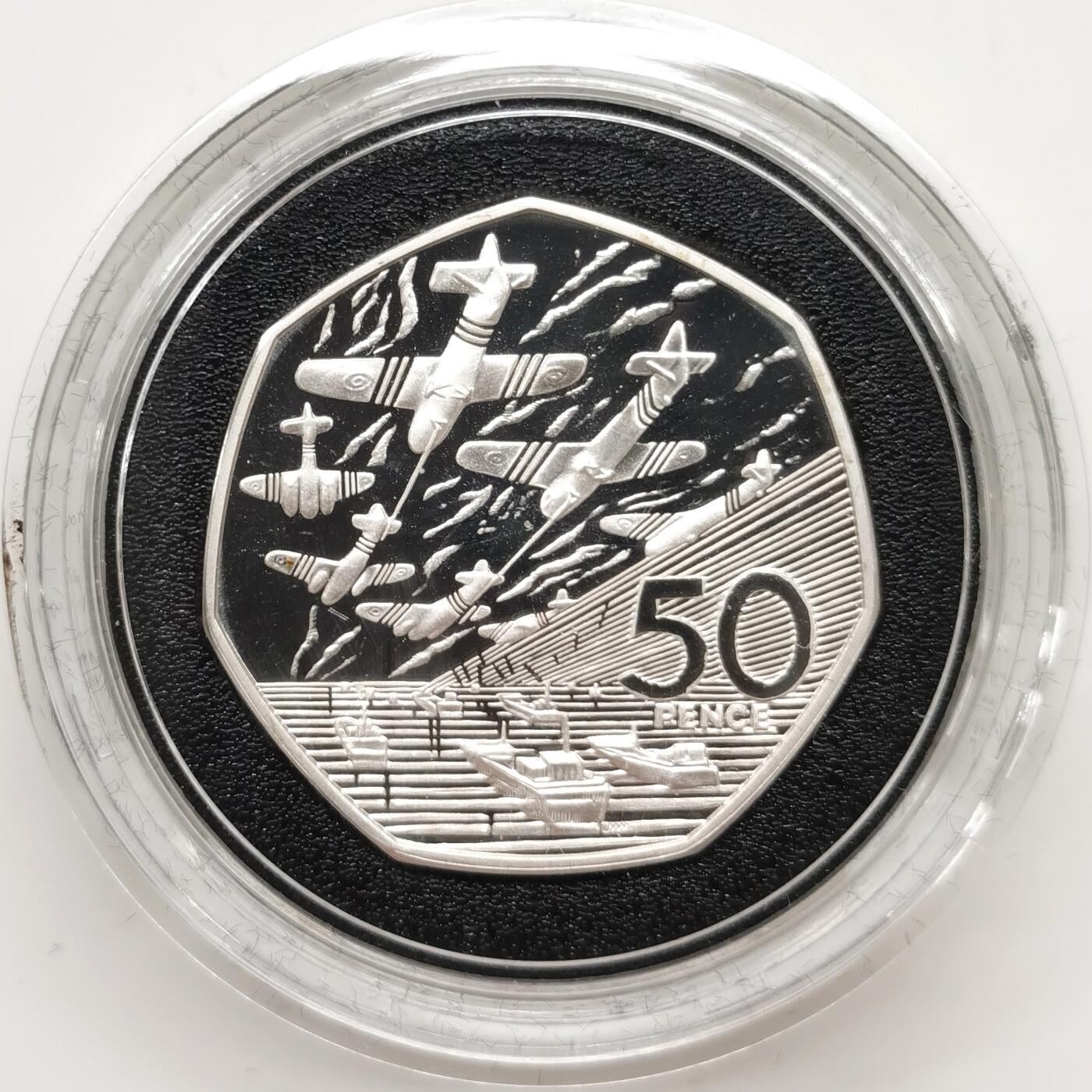 博洋堂世界钱币拍卖第107期（全场包邮） 原盒证27克极厚英国1994年二战50C纪念银币，比袁大头重的999纯银！