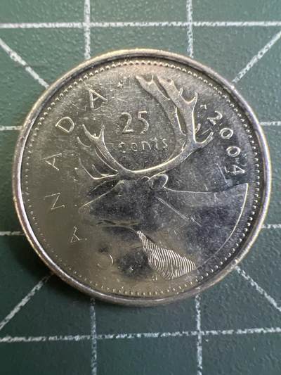 第809期  硬币专场 （无押金，捡漏，全场50包邮，偏远地区除外，接收代拍业务，本店十天发一次货） 加拿大25分  老年  2004年