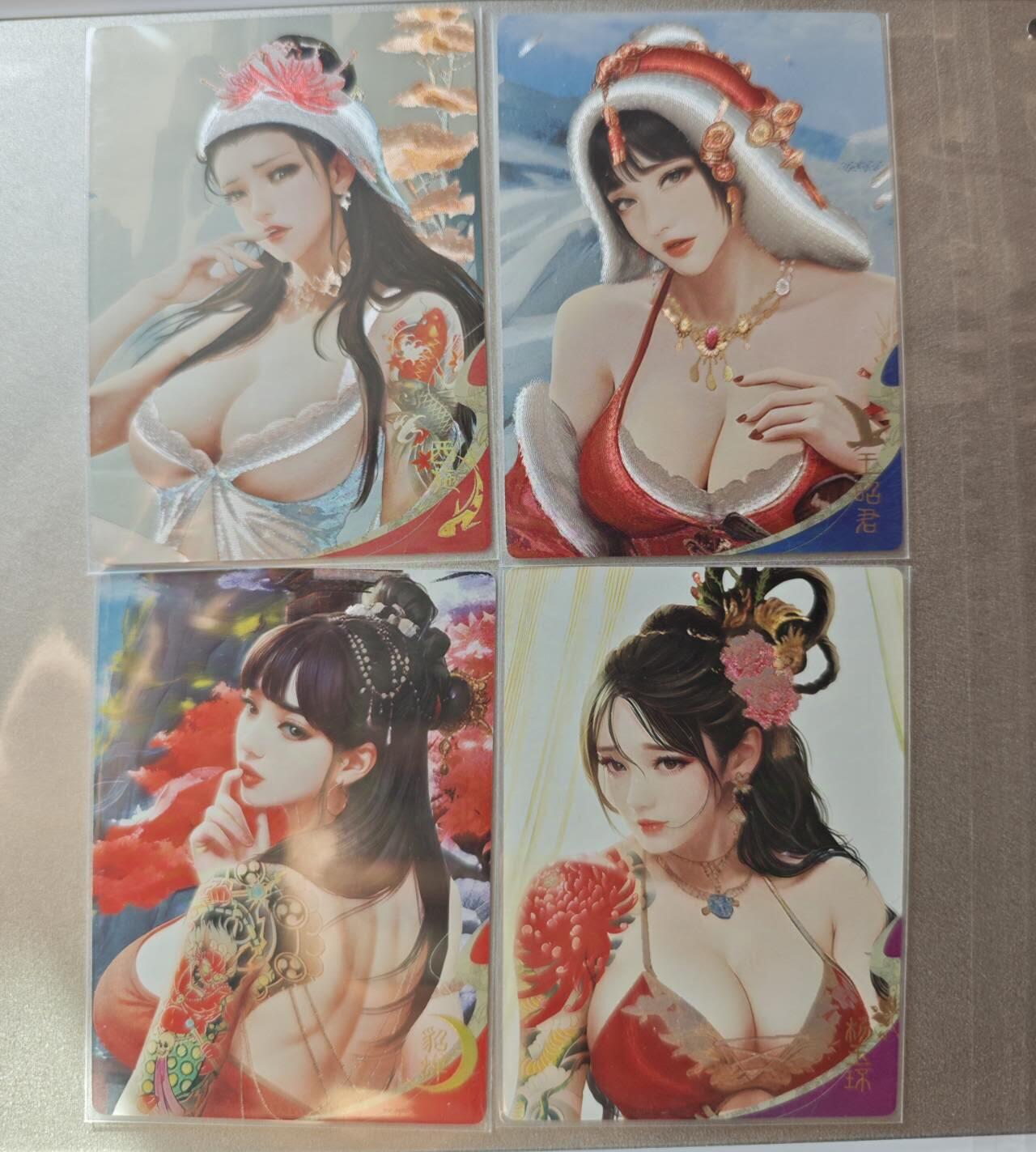 龍虎卡牌第21场（一懒 众衫小，薪尽 自然凉。） 粗闪一套（4张）四大美女