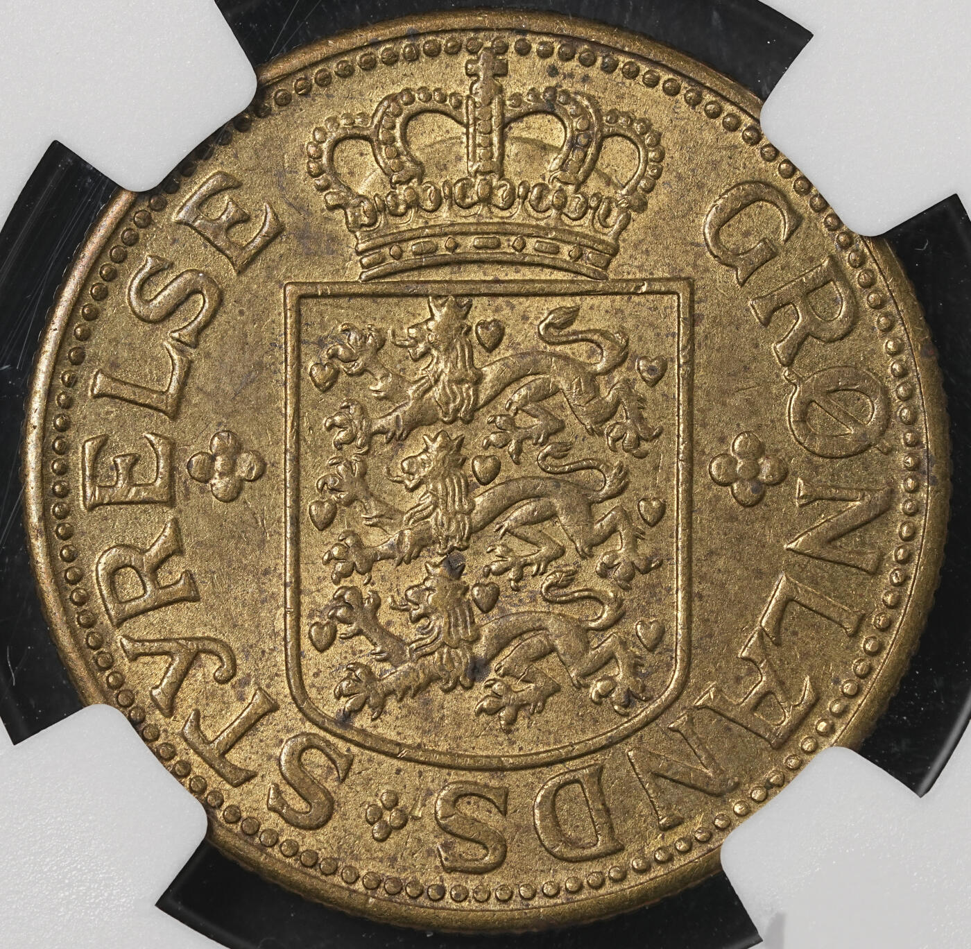 修遠堂世界钱币第五十四期 全场包邮 NGC AU58 1944年格陵兰5克朗