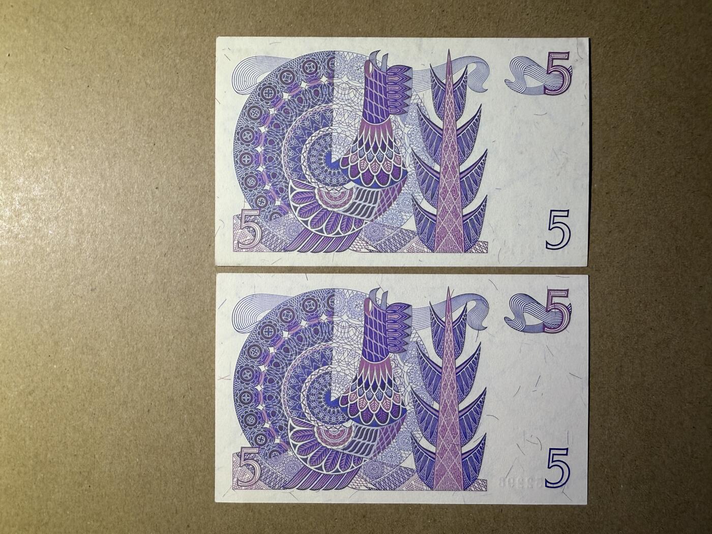 《张总收藏》183期-外币精品汇 瑞典5克朗2张 UNC- 不同年份2张 无47 轻微荧光