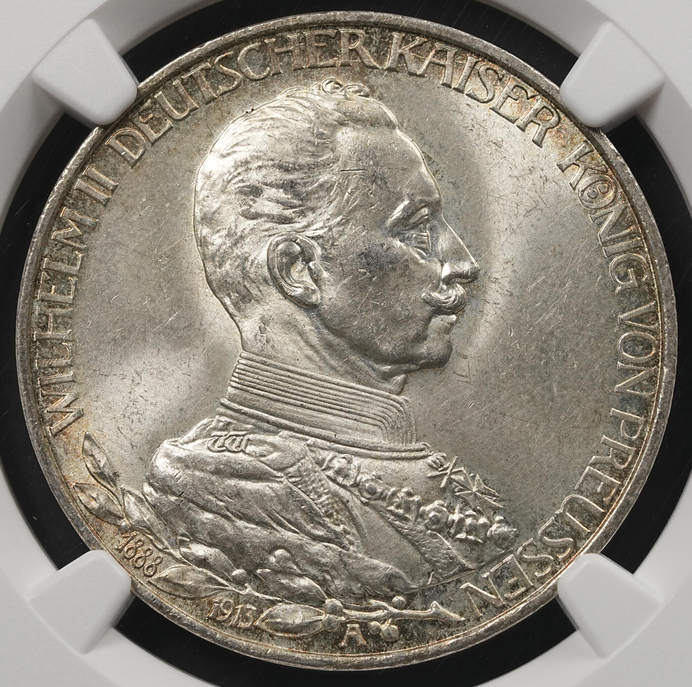 修遠堂世界钱币第五十四期 全场包邮 NGC MS64 1913年普鲁士威廉二世执政25周年纪念3马克银币