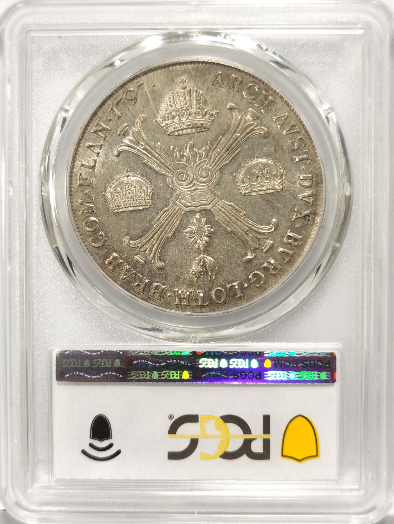 博洋堂世界钱币拍卖第107期（全场包邮） PCGS AU55 奥属尼德兰1797年弗朗茨二世皇冠权杖泰勒银币，低评，少见有分的品种，PCGS评级榜第二名。