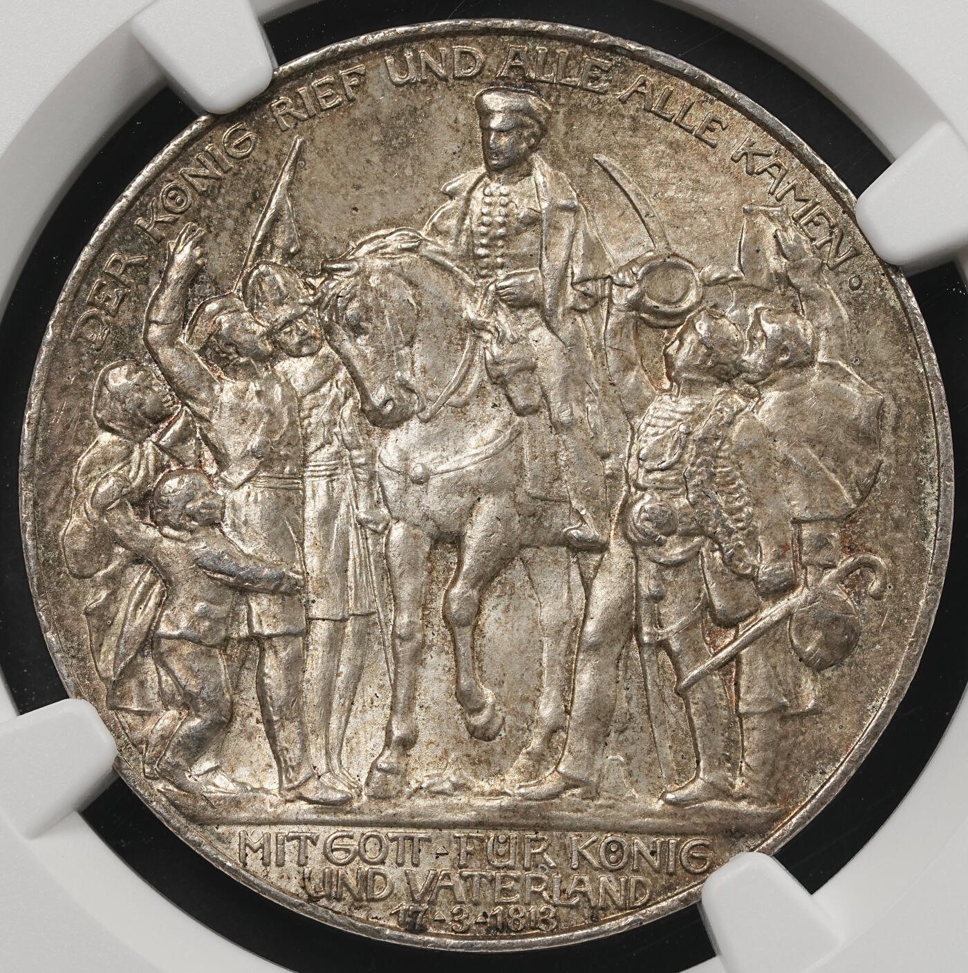 修遠堂世界钱币第五十四期 全场包邮 NGC MS65 1913年普鲁士战胜拿破仑百年纪念3马克银币