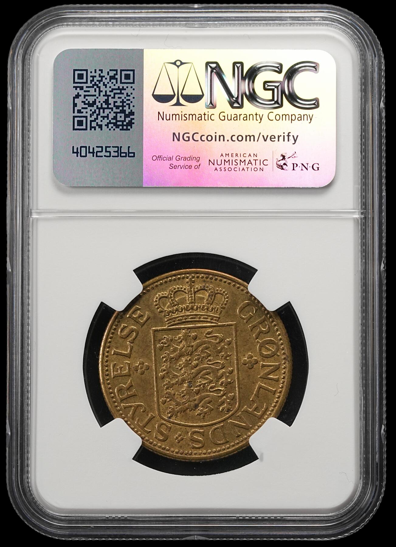 修遠堂世界钱币第五十四期 全场包邮 NGC AU58 1944年格陵兰5克朗