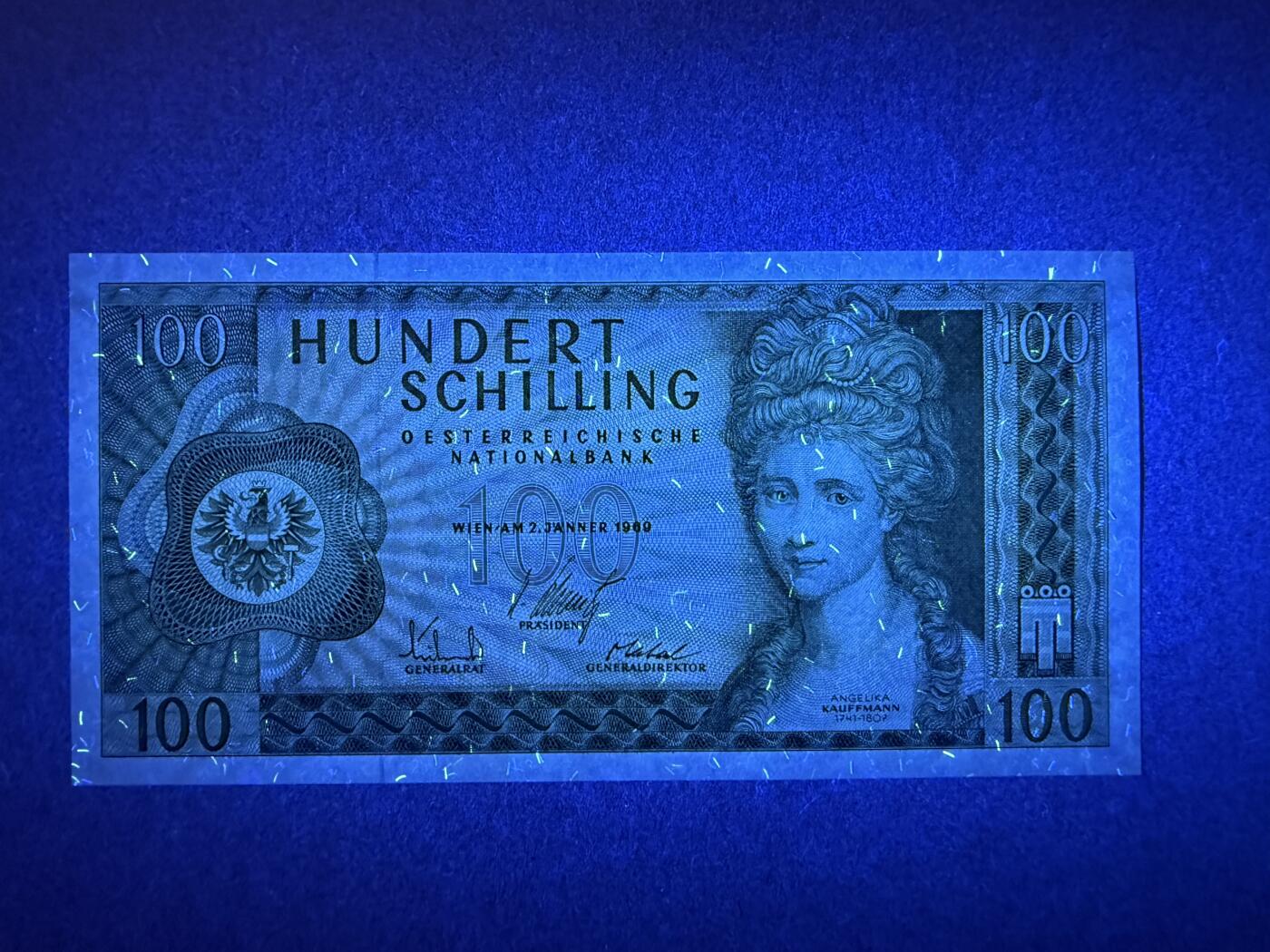 《张总收藏》183期-外币精品汇 奥地利100先令 UNC 1969年 瑞士女画家考夫曼