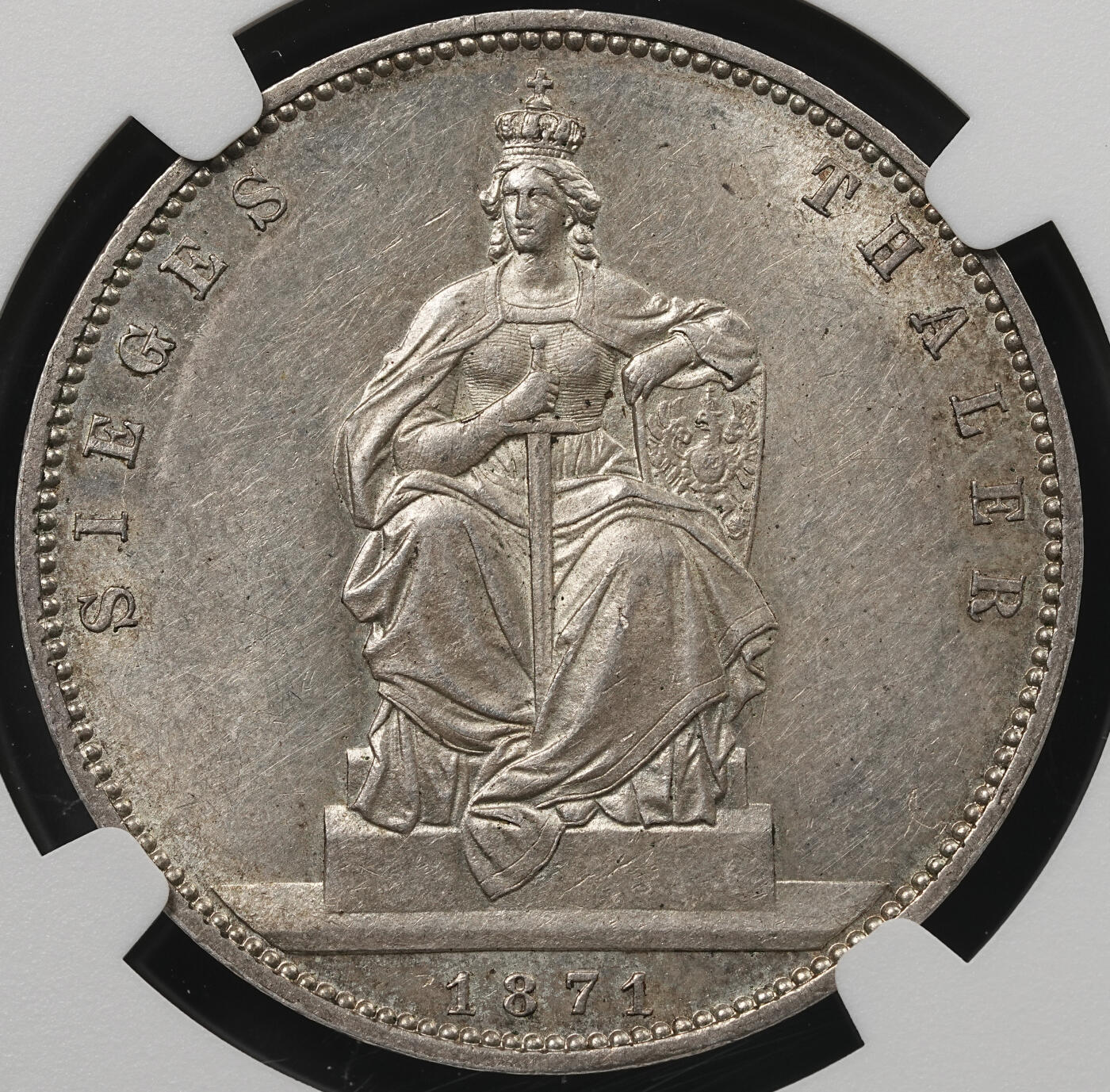 修遠堂世界钱币第五十四期 全场包邮 NGC MS61 1871年普鲁士-普法战争胜利1泰勒银币