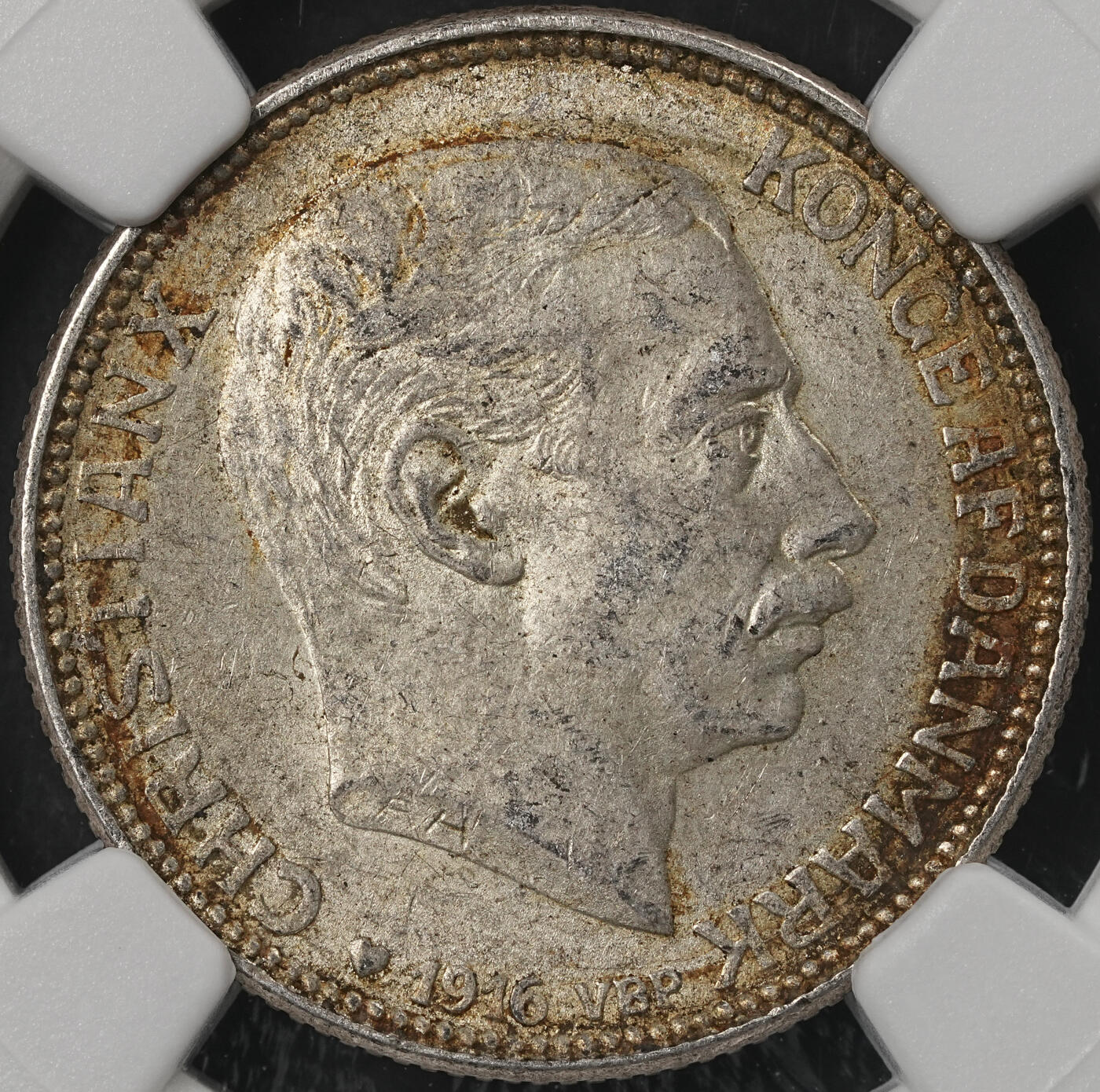修遠堂世界钱币第五十四期 全场包邮 NGC MS63 1916年丹麦海豚1克朗银币