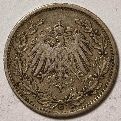 紫瑗钱币——第573期 - 德国 1905年 G版 第二帝国 1/2马克 银币 2.77克 0.9银
