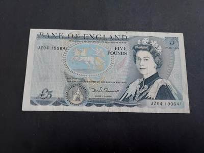  博彦收藏 7月31日 钱币专场 - 英国旧版 5镑 流通好品