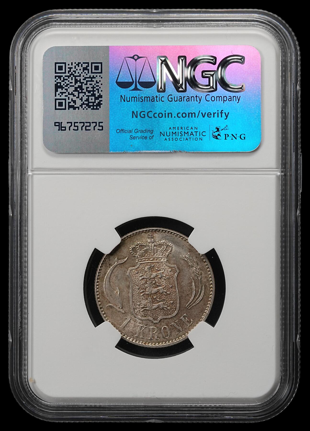 修遠堂世界钱币第五十四期 全场包邮 NGC MS63 1915年丹麦海豚1克朗银币