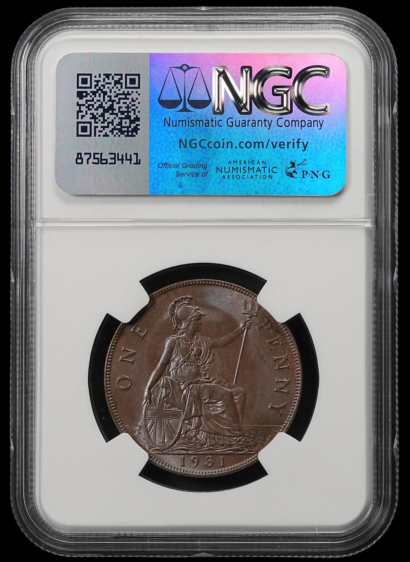 修遠堂世界钱币第五十四期 全场包邮 NGC MS64BN 1931年英国1便士铜币