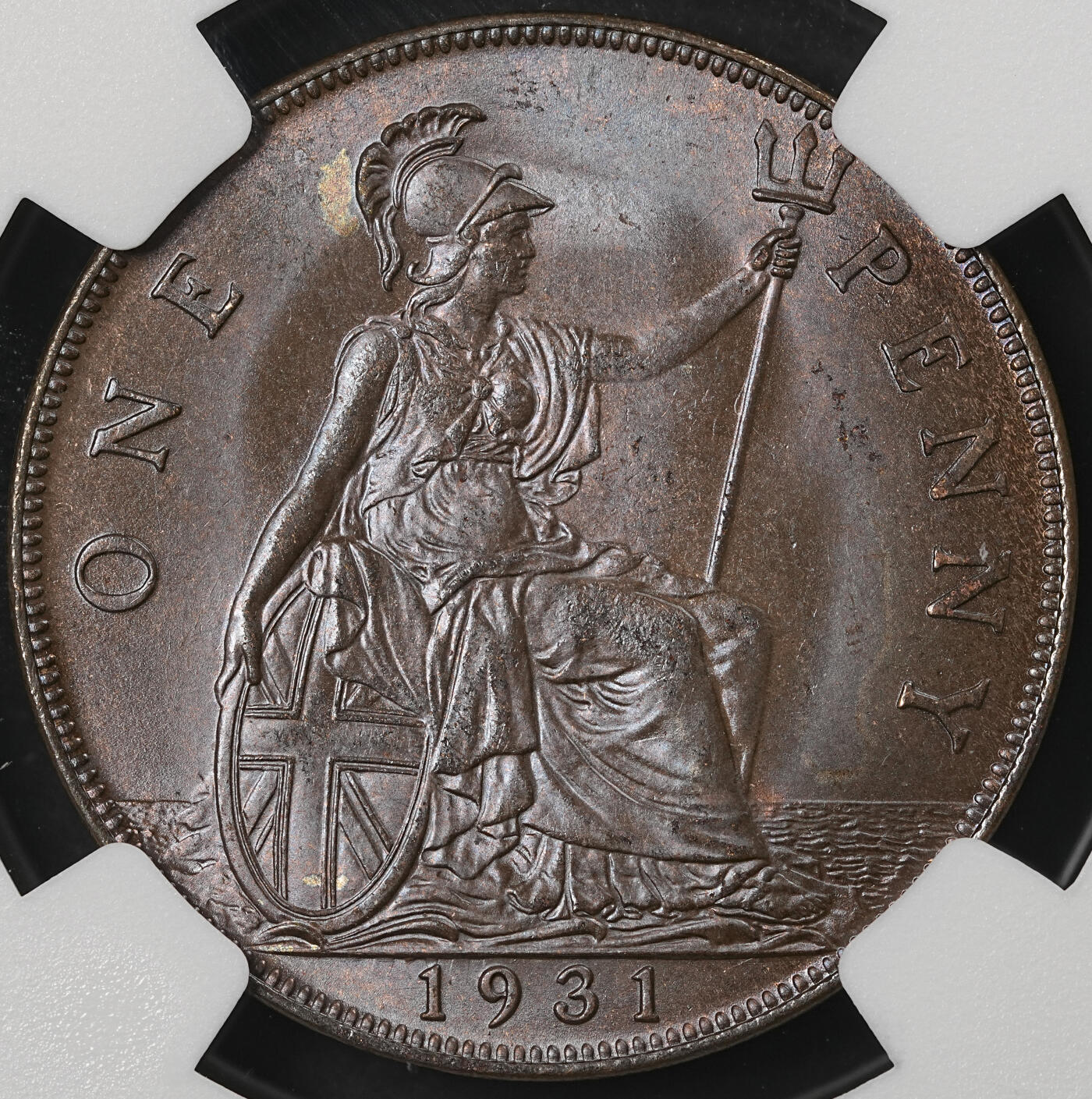 修遠堂世界钱币第五十四期 全场包邮 NGC MS64BN 1931年英国1便士铜币