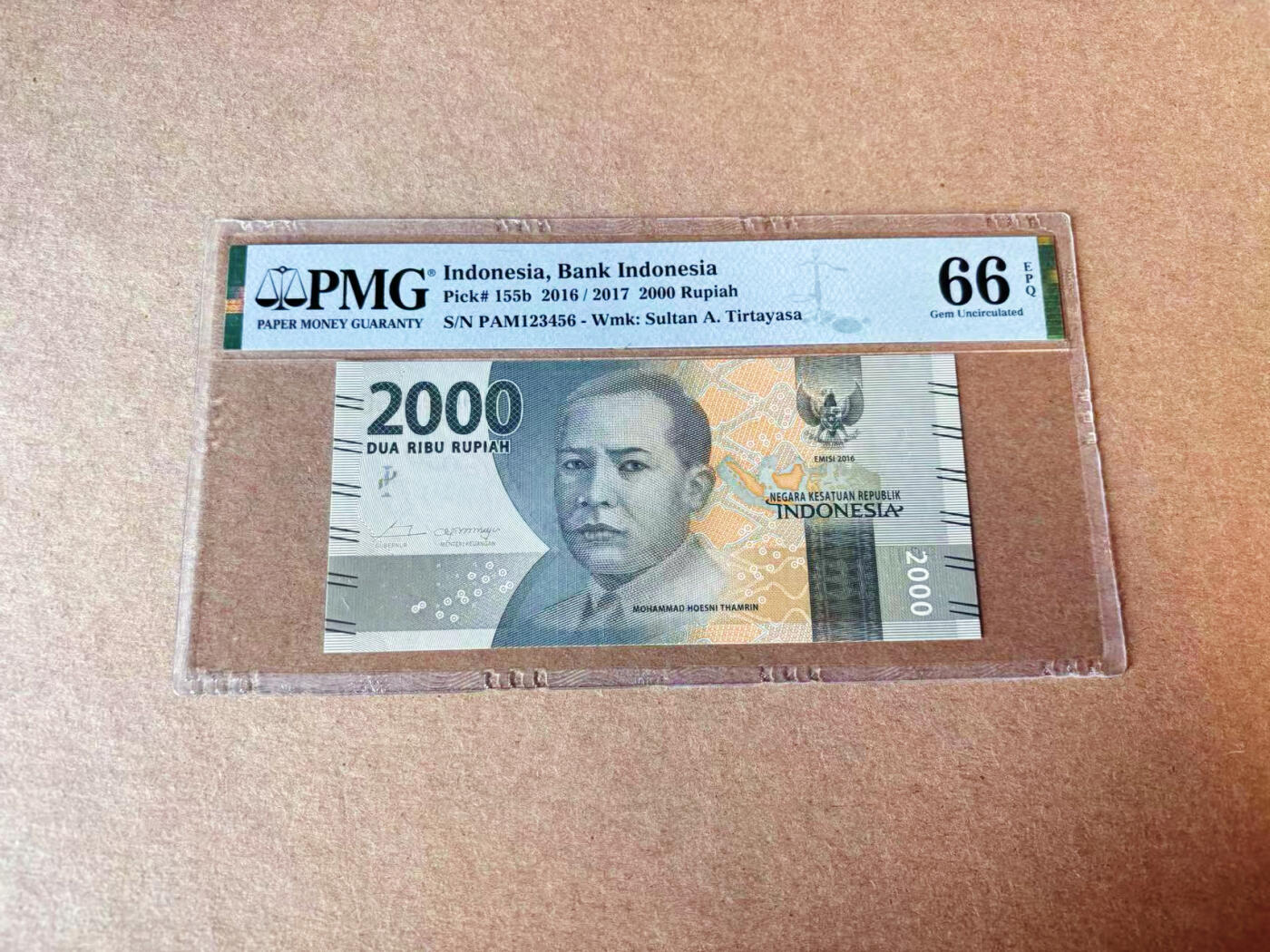 【Blue Auction】✨世界纸币精拍第609期【精】 【123456阶梯号】印尼 2016年2000卢比 PMG66EPQ 