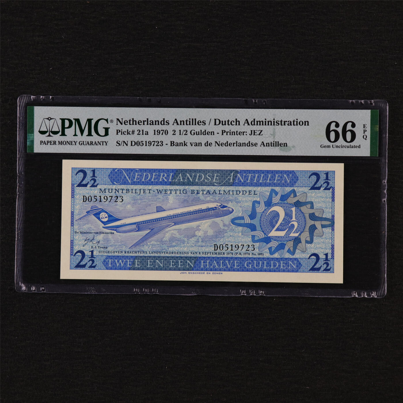 【亘邦集藏】第204期拍卖 1970年 荷属安的列斯群岛2.5古尔登 PMG 66EPQ D0519723