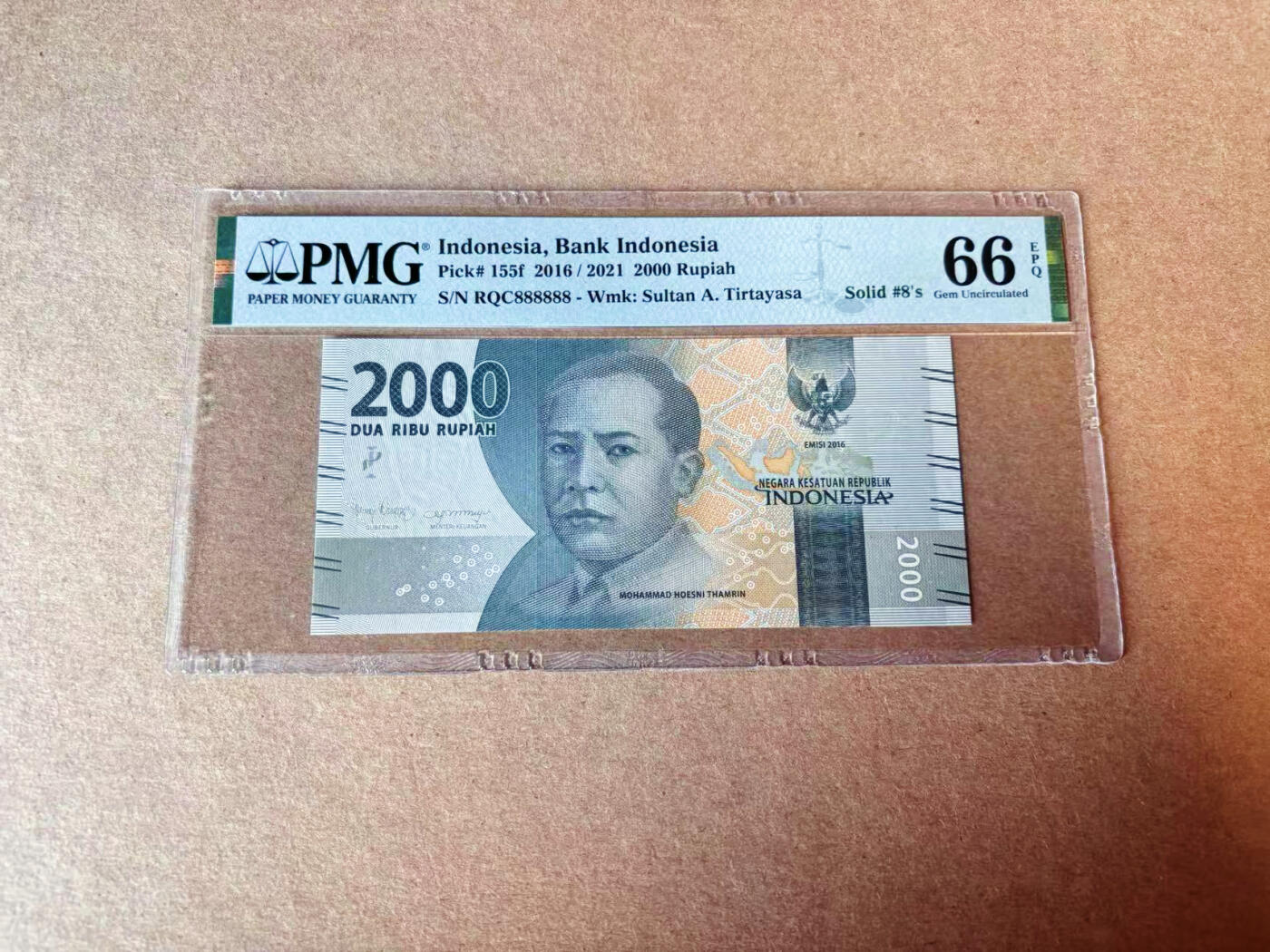 【Blue Auction】✨世界纸币精拍第609期【精】 【全同8】印尼 2016年2000卢比 PMG66EPQ 