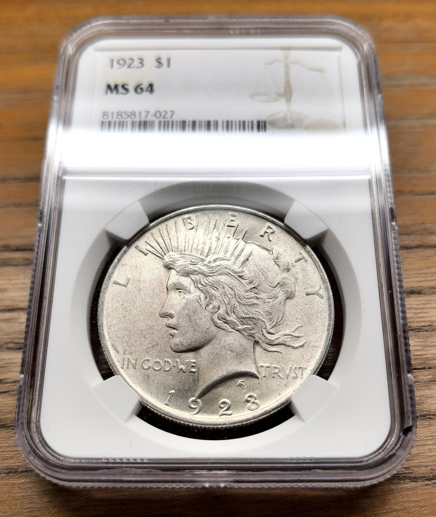 凡希社世界钱币微拍第二百九十五期 1923美国和平壹元大银NGC-MS64