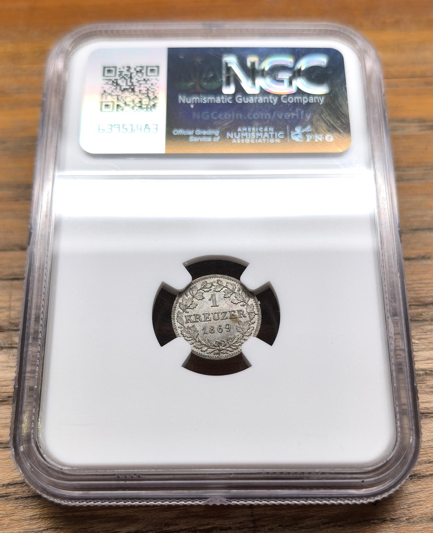 凡希社世界钱币微拍第二百九十五期 1869德国巴伐利亚1K银币NGC-MS66，超高分收藏级！