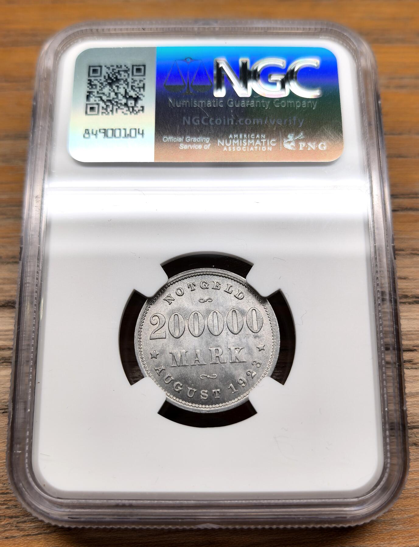 凡希社世界钱币微拍第二百九十五期 1923德紧汉堡20万马克铝币NGC-MS65