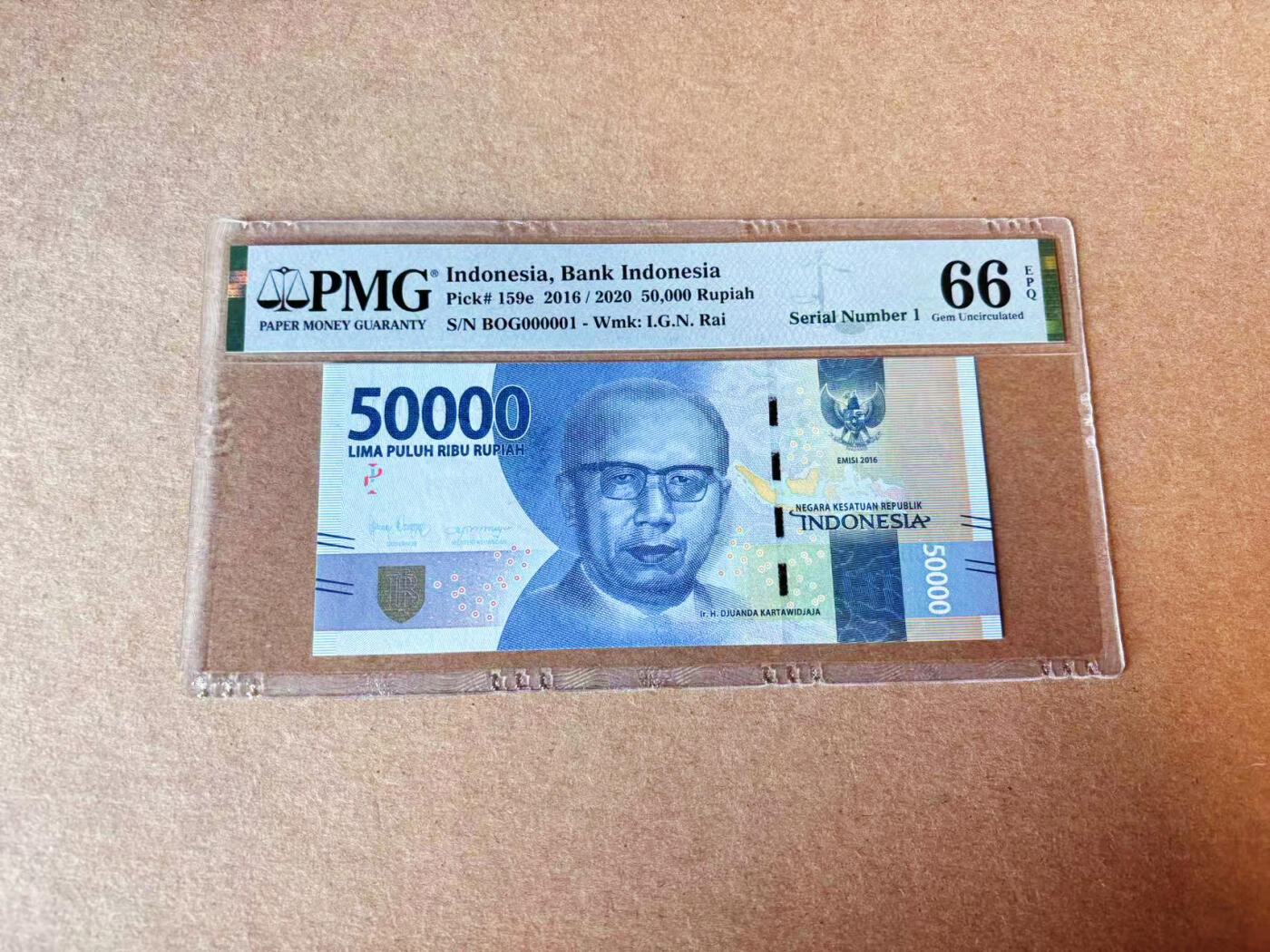 【Blue Auction】✨世界纸币精拍第609期【精】 【1号小号】印尼 2016年50000卢比 PMG66EPQ 