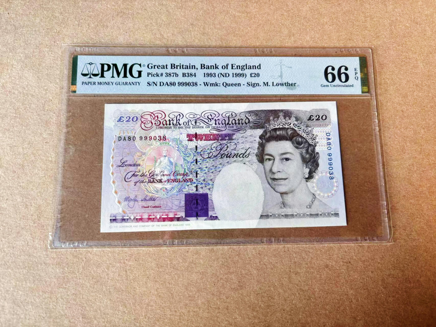 【Blue Auction】✨世界纸币精拍第609期【精】 【无47】英国 1993年20镑  PMG66EPQ 