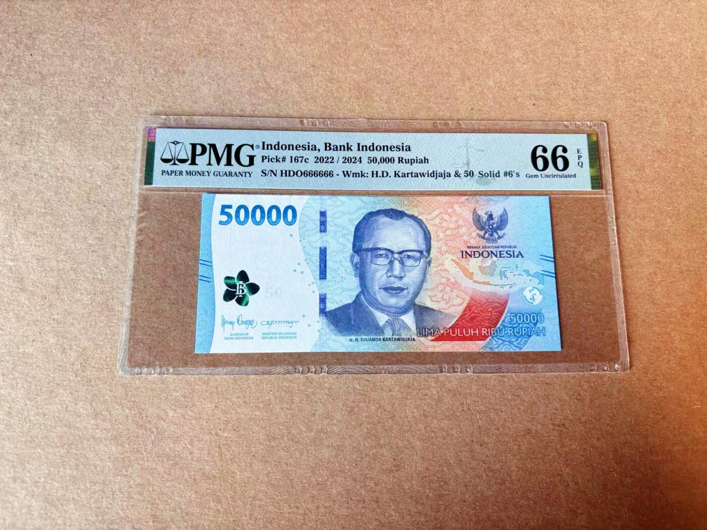 【Blue Auction】✨世界纸币精拍第609期【精】 【全同6】印尼 2022年50000卢比 PMG66EPQ 