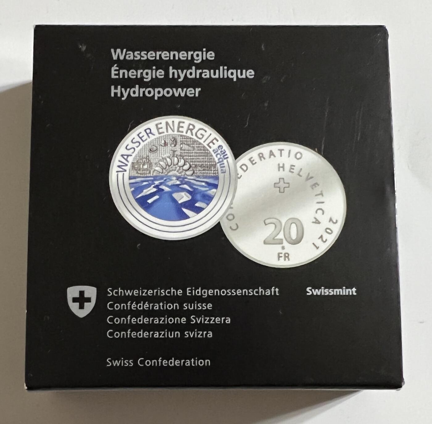 S&S Numismatic世界钱币-拍卖 第114期  获奖币*瑞士2021年 未来的能源-水电 20法郎彩色精制纪念银币 盒证齐全