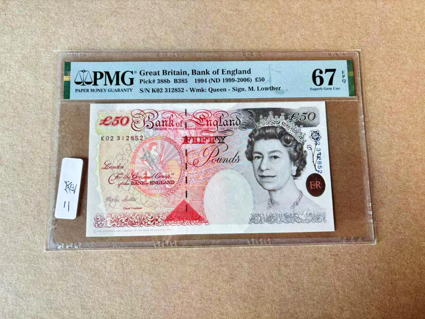 【Blue Auction】✨世界纸币精拍第609期【精】 【无47】英国 1994年50镑  PMG67EPQ 高分