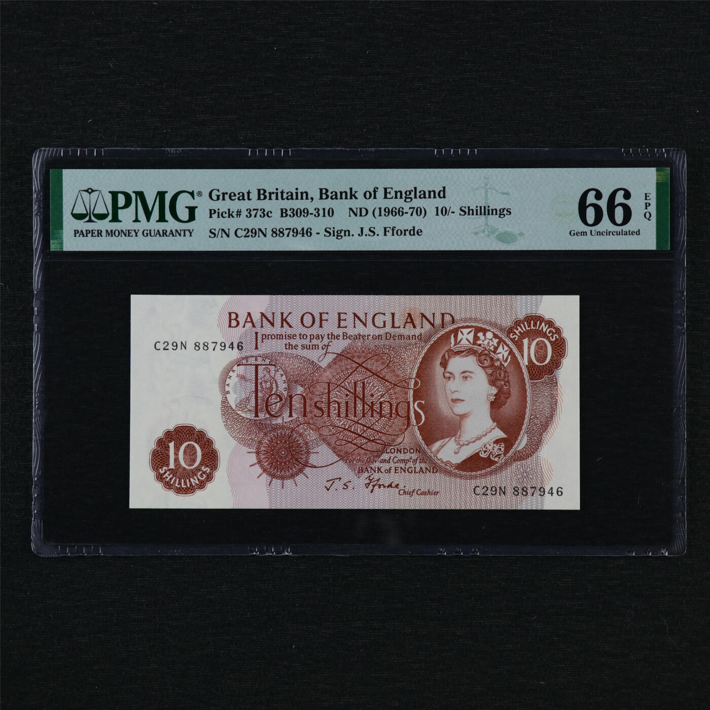【亘邦集藏】第204期拍卖 1966-70年 英格兰10先令 PMG 66EPQ C29N 887946