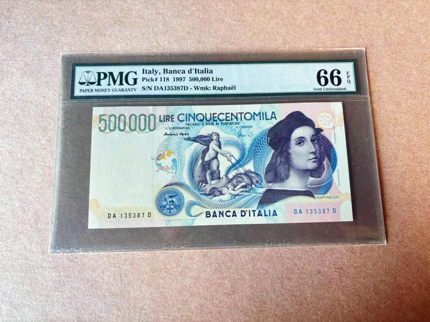 【Blue Auction】✨世界纸币精拍第609期【精】 意大利 1997年50万里拉 拉斐尔 PMG66EPQ 