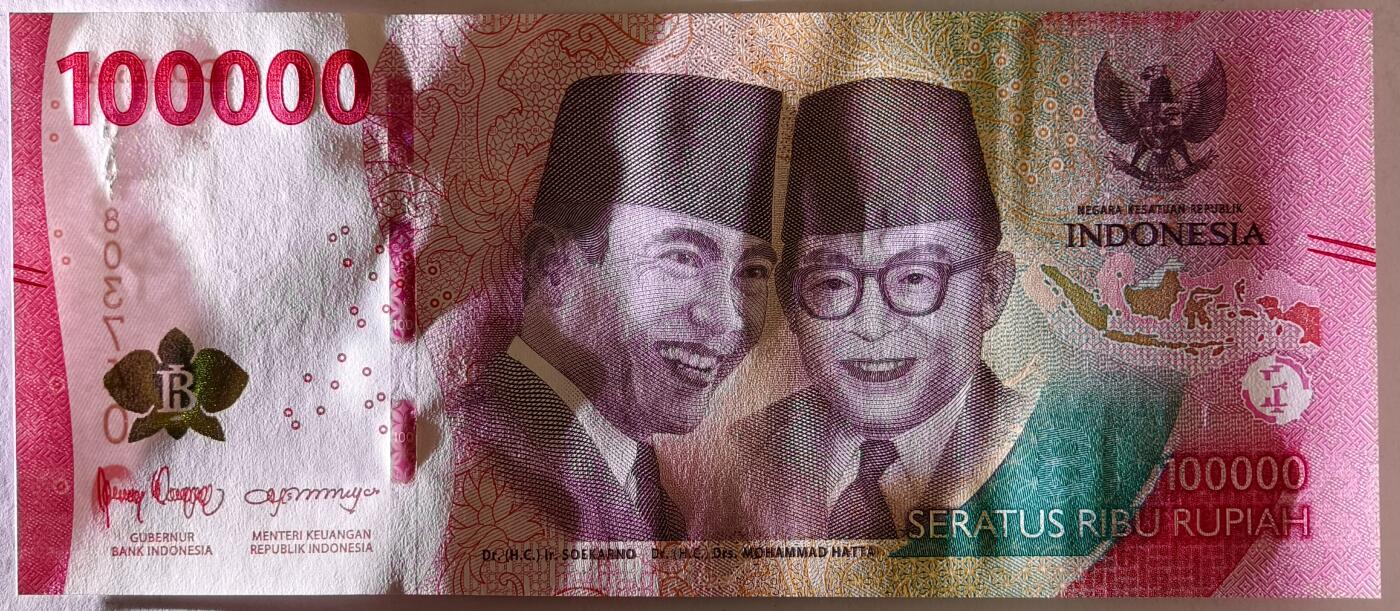 紫瑗钱币——第505期—纸币场 印度尼西亚 2022年 苏加诺和穆罕默德·哈达 100000卢比 UNC