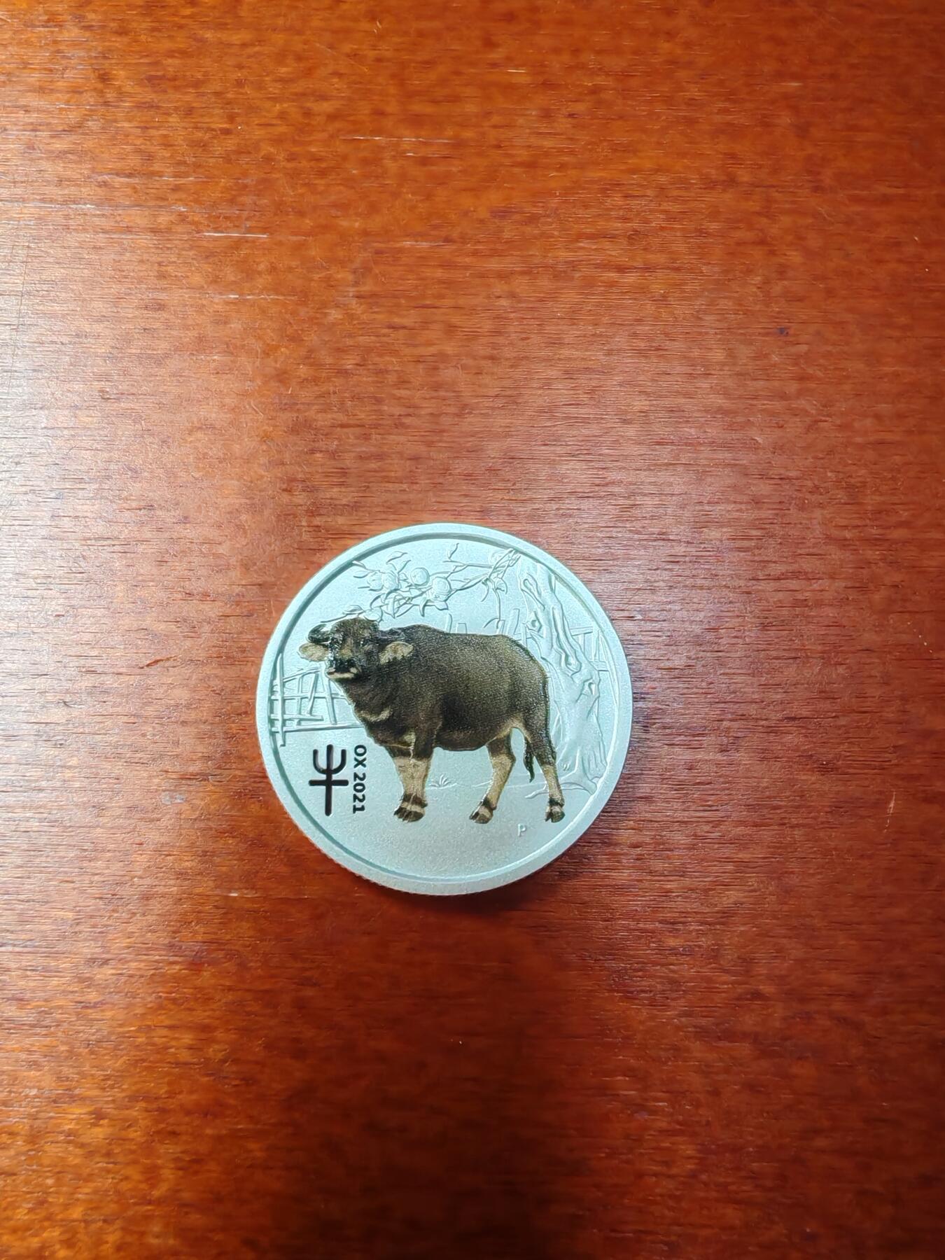 长老汇龙年精选第四十四场拍卖 2021澳大利亚牛年25分彩色反精制银币