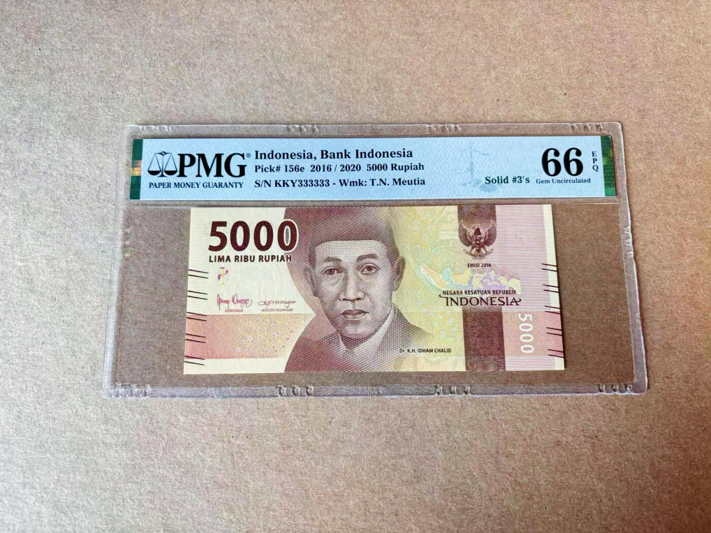 【Blue Auction】✨世界纸币精拍第609期【精】 【全同3】印尼 2016年5000卢比 PMG66EPQ 
