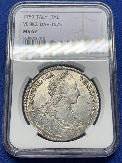 《竞宝斋》第346场 周日，周一，周二  3场连拍 （全场包邮） - NGC MS62 冠军分 意大利 威尼斯 1789年 飞狮泰勒大银币，女神+飞狮的经典元素组合。女神唇角含笑，飞狮毛发细腻，生动雅致。藏家品质，错过难遇
