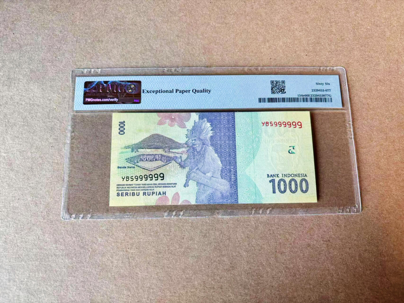 【Blue Auction】✨世界纸币精拍第609期【精】  【全同9】印尼 2016年1000卢比 PMG66EPQ 