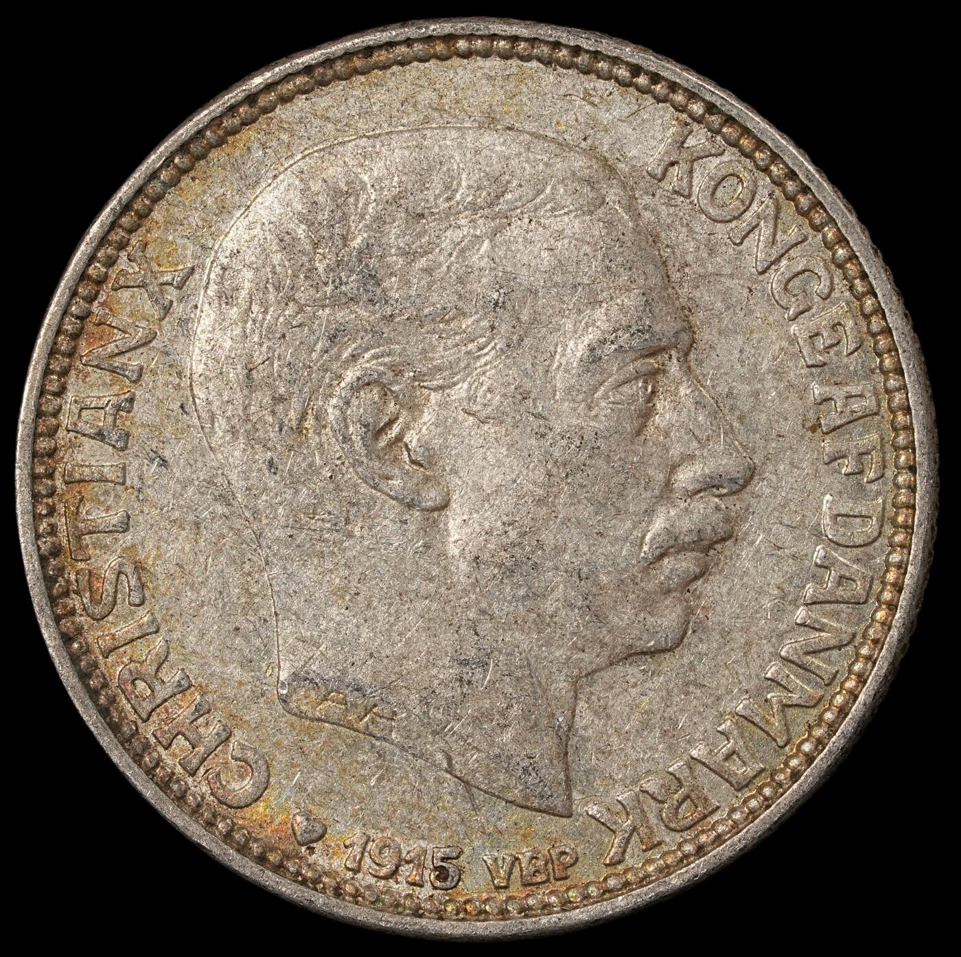修遠堂世界钱币第五十四期 全场包邮 1915年丹麦海豚1克朗银币 7.50g
