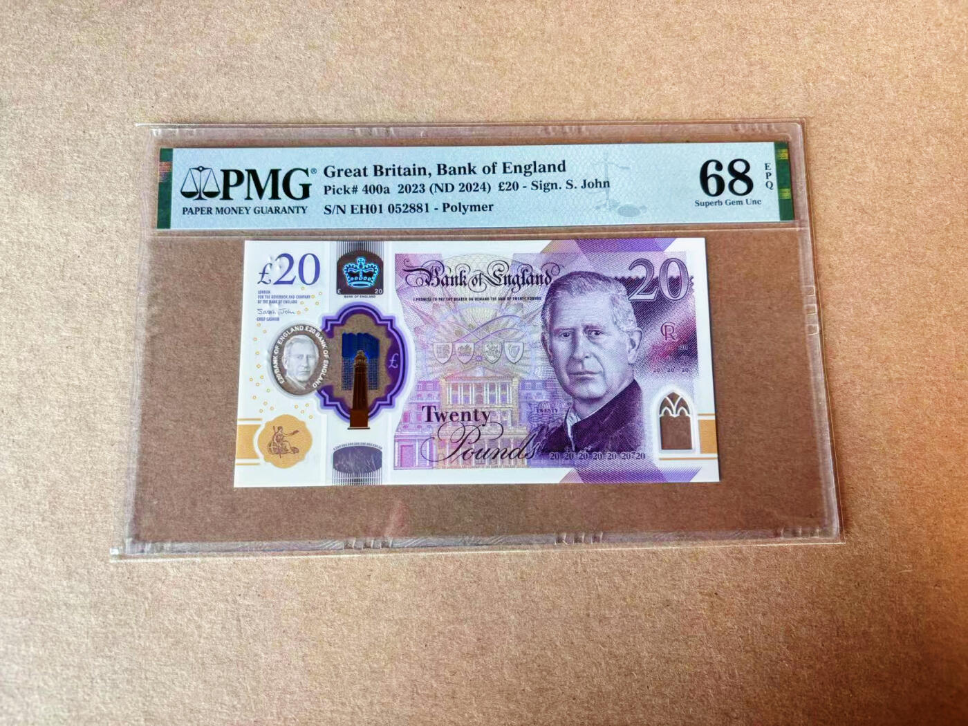 【Blue Auction】✨世界纸币精拍第609期【精】 【首发冠】英国 2024年20镑 PMG68EPQ 超高分