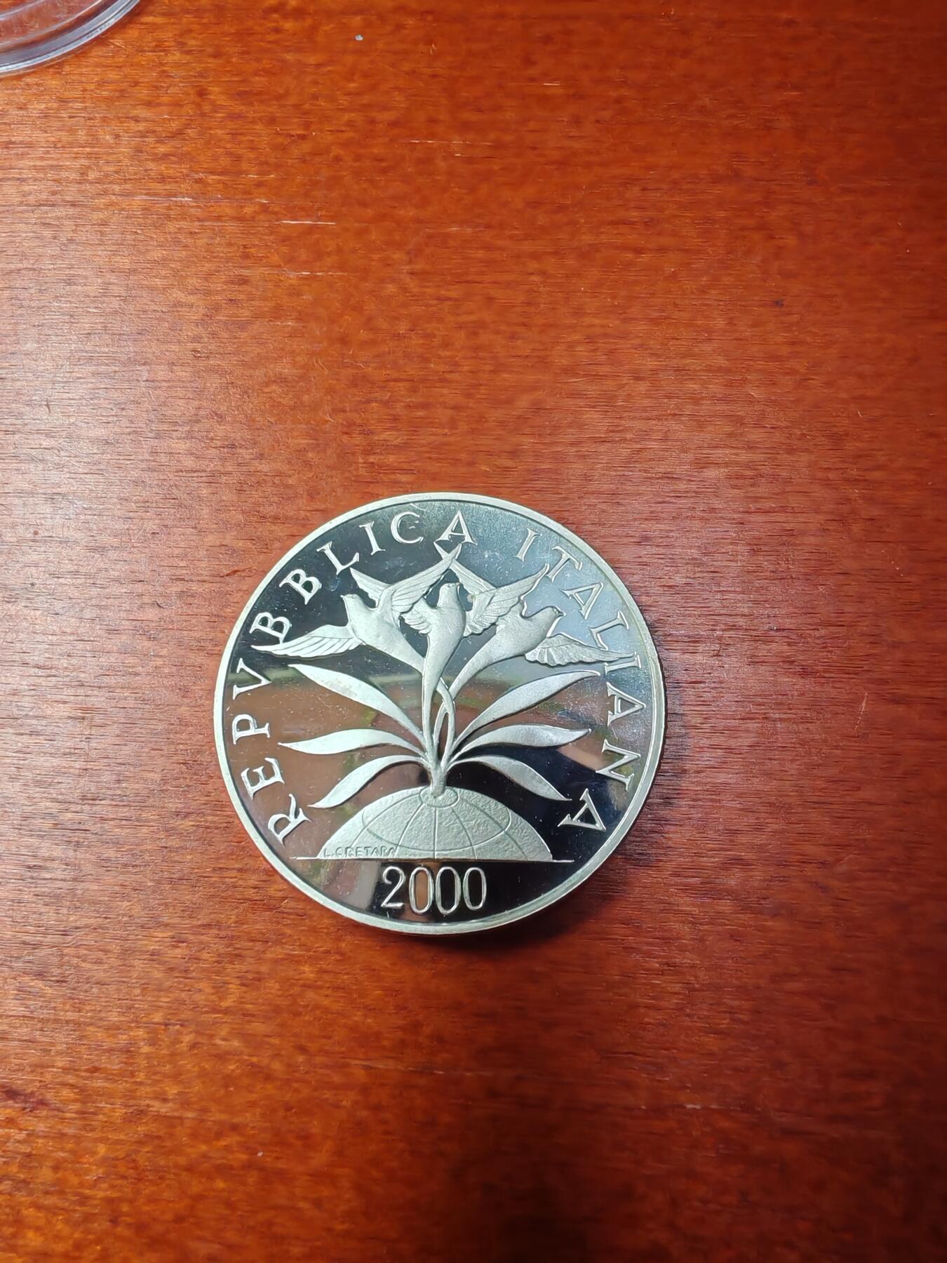 长老汇龙年精选第四十四场拍卖 2000意大利千禧年之天空与和平10000里拉精制银币，7000枚