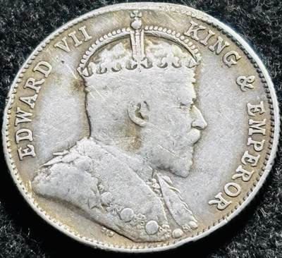文馨钱币收藏第 213 场，各国硬币场 - 1910 年英属海峡 20 分银币，爱德华七世末年版