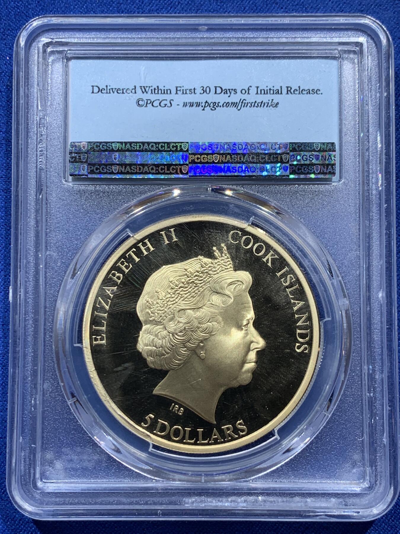 《竞宝斋》第347场 周日，周一，周二  3场连拍 （全场包邮） PCGS PR69DCAM 库克2016年“大自然光彩”系列斗鱼高浮雕镀金精制银币，发行量2000枚。
