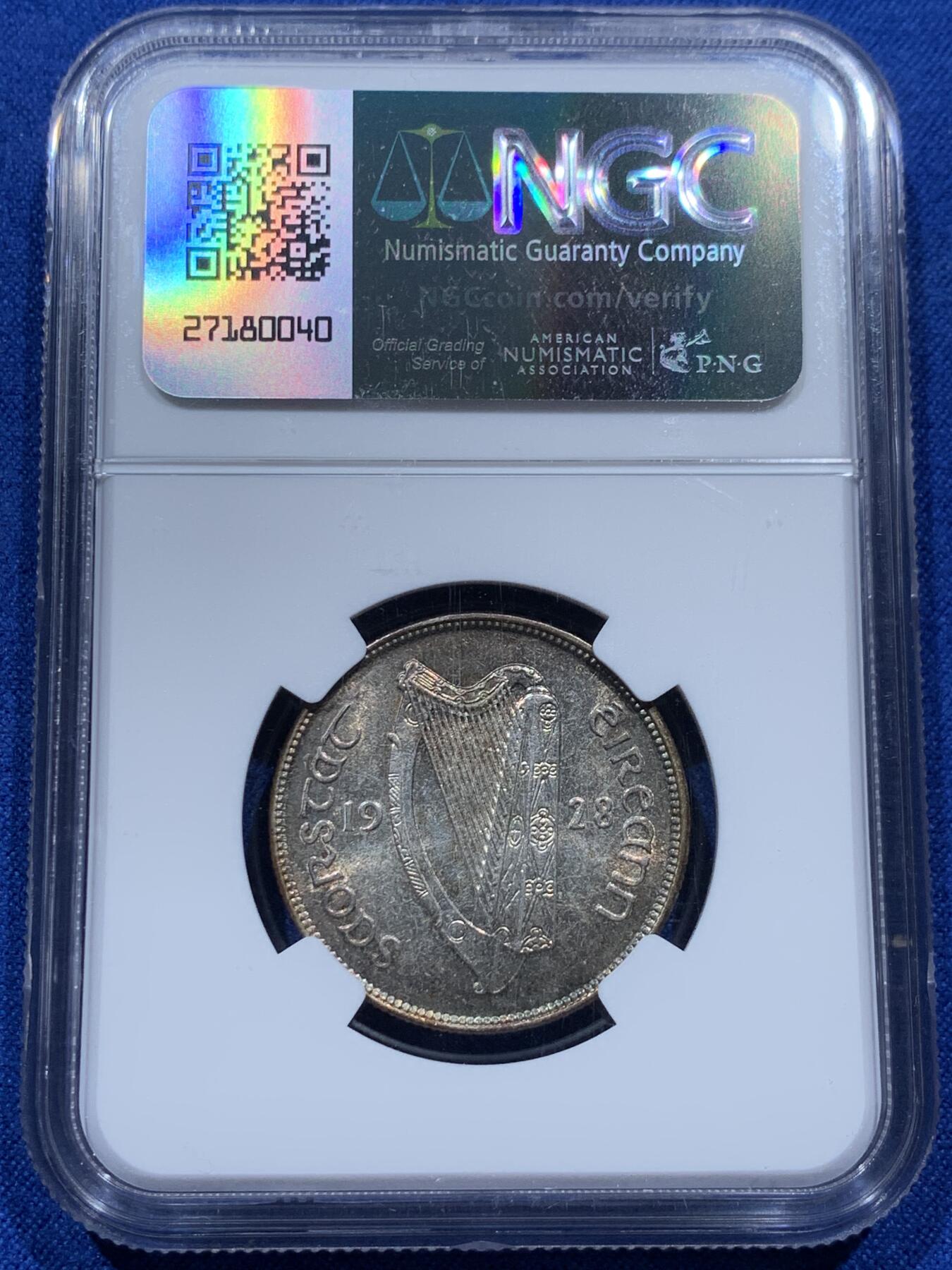 《竞宝斋》第347场 周日，周一，周二  3场连拍 （全场包邮） NGC MS2-64 爱尔兰 1928年 自由邦首版动物八枚套 三银二镍三铜