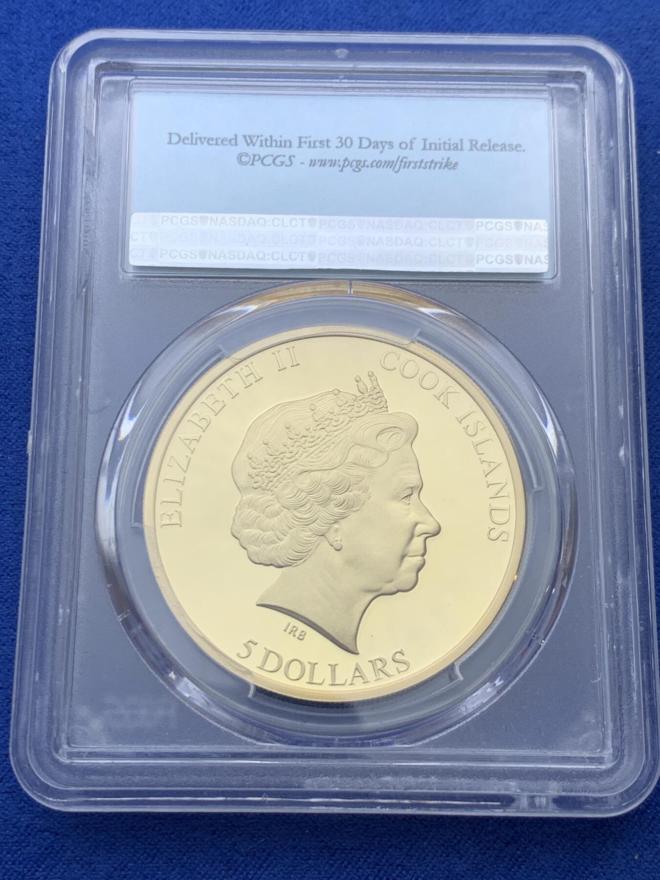 《竞宝斋》第347场 周日，周一，周二  3场连拍 （全场包邮） PCGS PR69DCAM 库克2016年“大自然光彩”系列斗鱼高浮雕镀金精制银币，发行量2000枚。