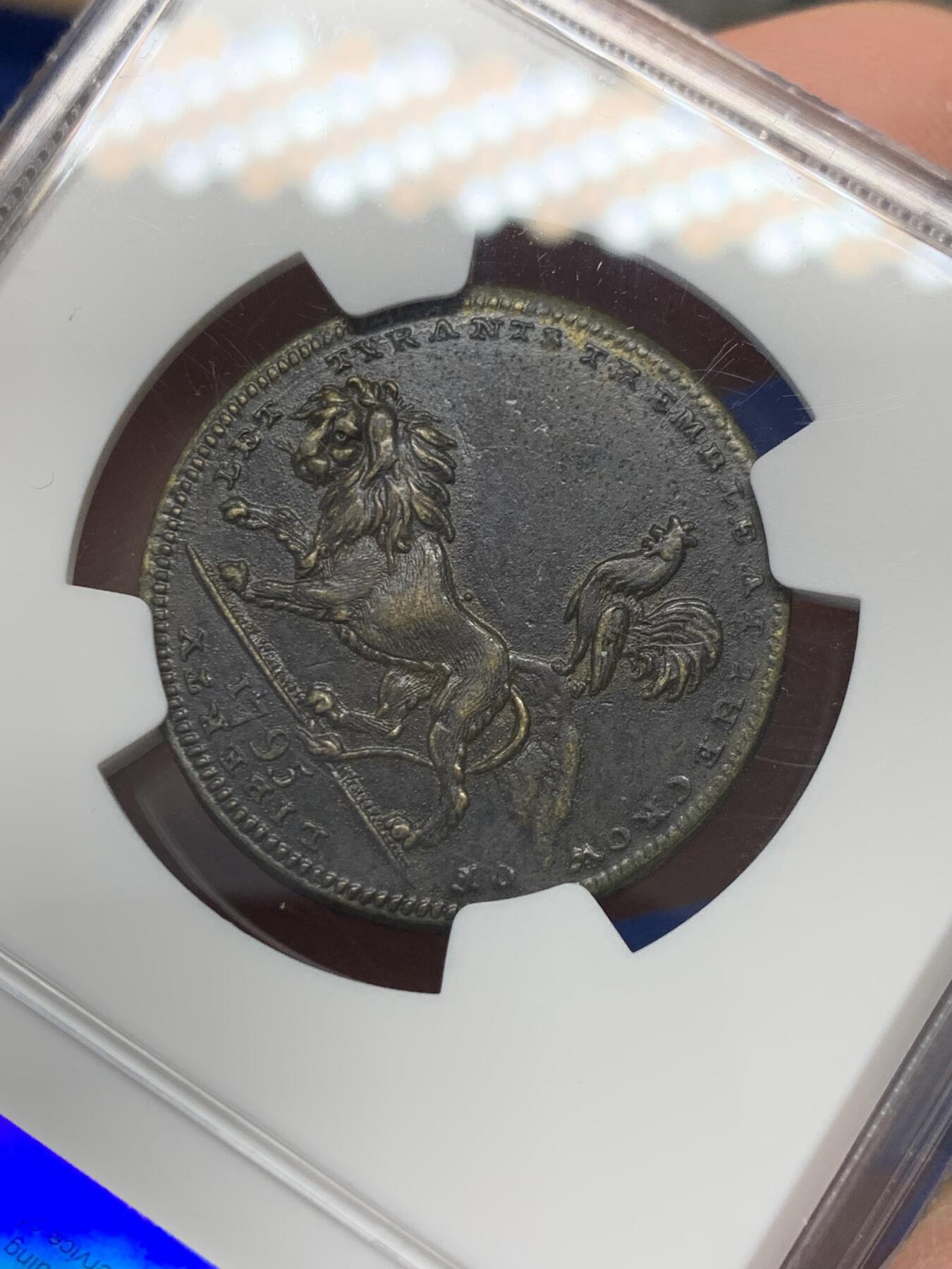 《竞宝斋》第347场 周日，周一，周二  3场连拍 （全场包邮） NGC AUD 英国1795年1/2便士代用币