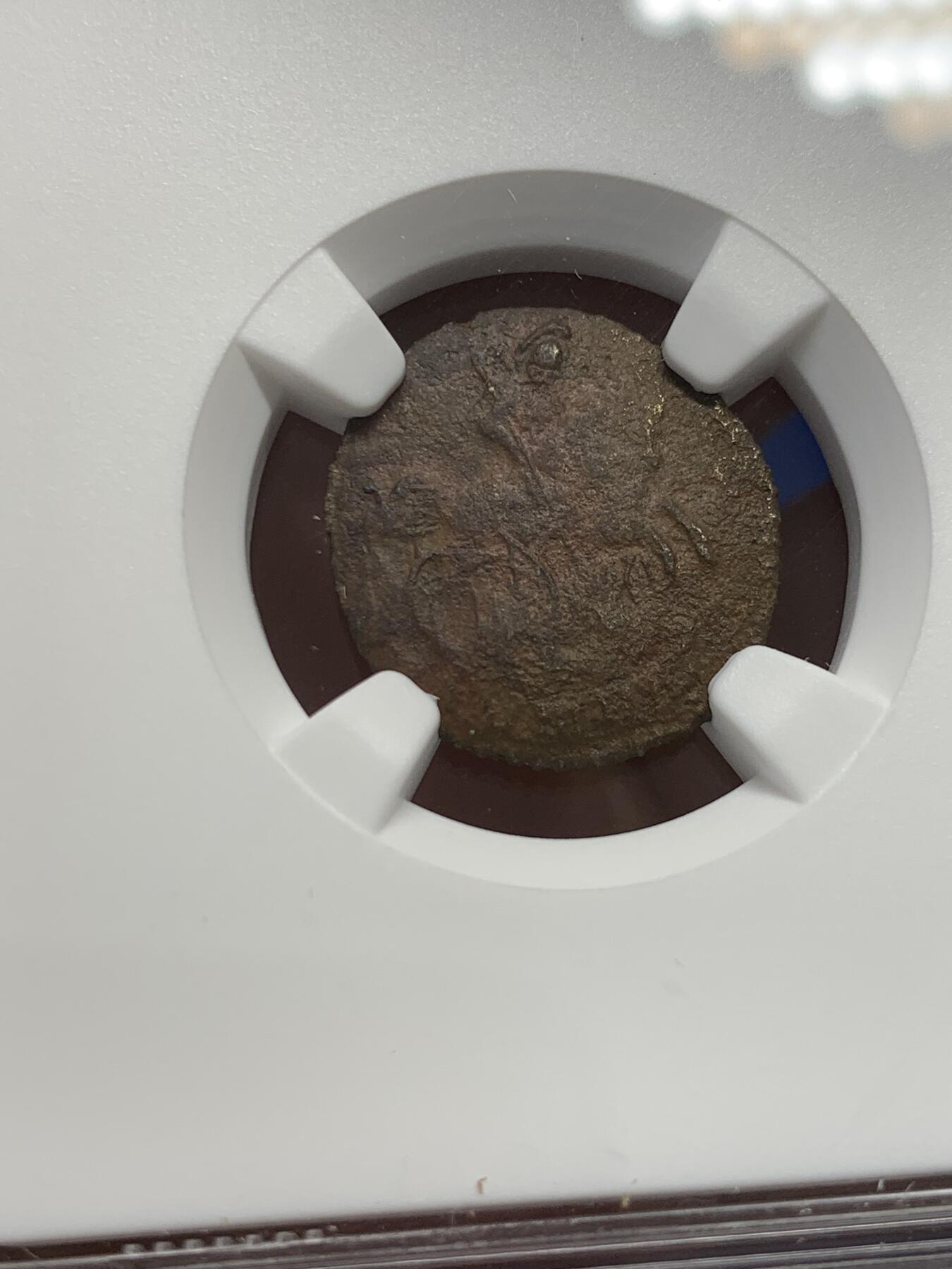 《竞宝斋》第347场 周日，周一，周二  3场连拍 （全场包邮） NGC XFD 1766年em厂沙俄1/4戈比小铜币 非常稀少的品种 外拍也难得一见 克书价高