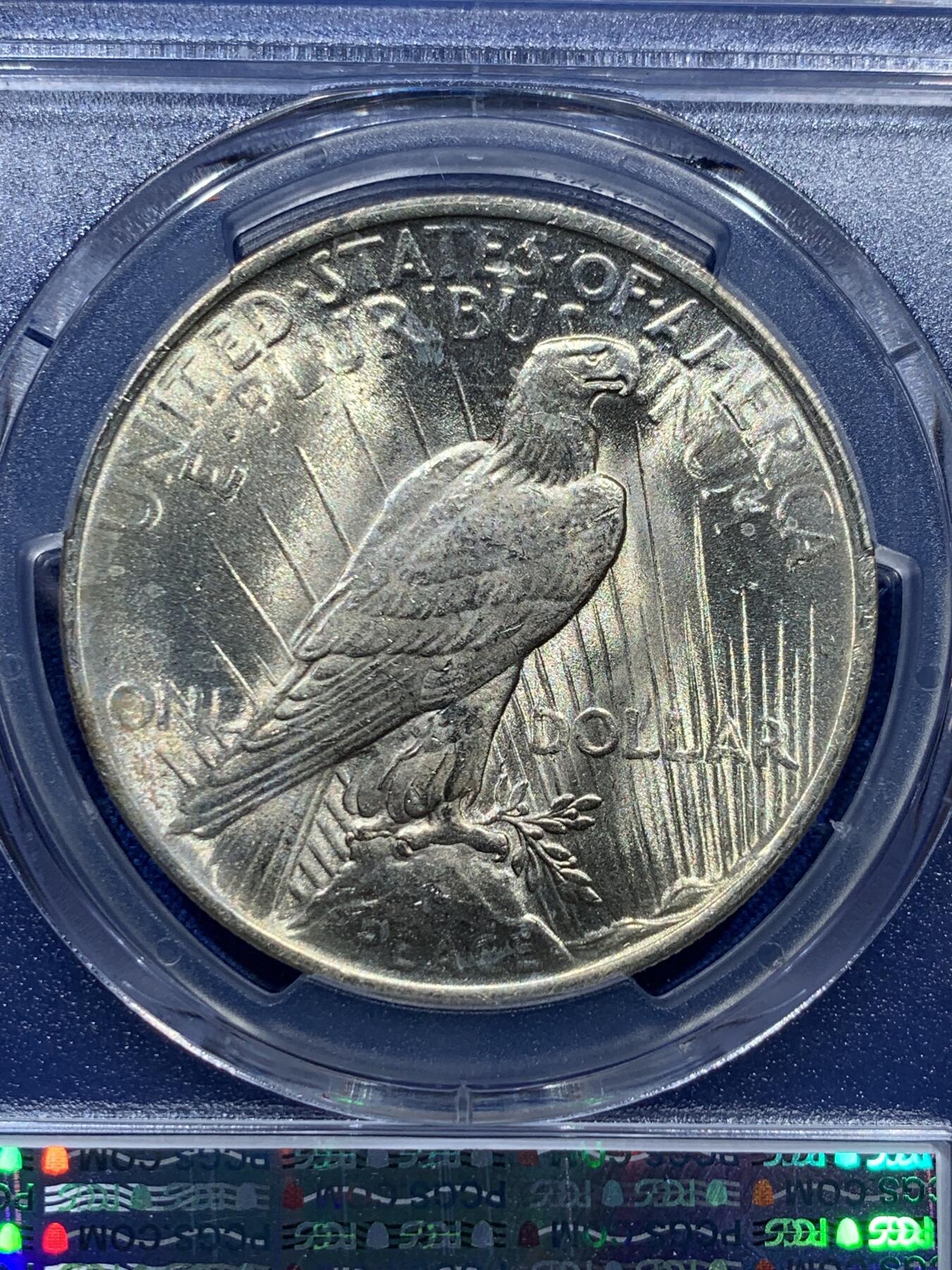 《竞宝斋》第347场 周日，周一，周二  3场连拍 （全场包邮） PCGS MS63 美国1923年和平1美元大银币