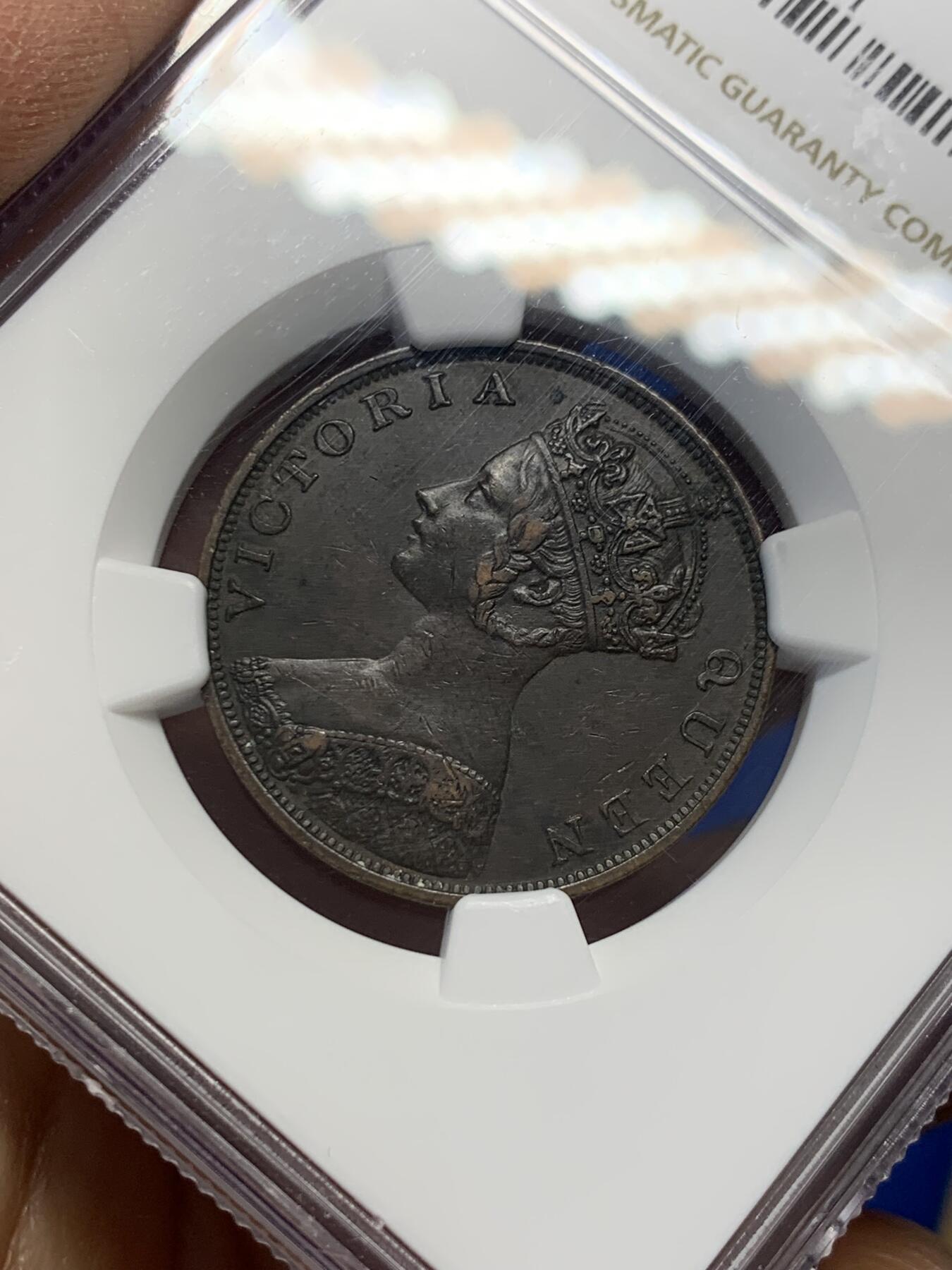 《竞宝斋》第347场 周日，周一，周二  3场连拍 （全场包邮） NGC AU50BN 香港1863年维多利亚一仙 首发年份 超高性价比！MS级别HA拍卖1000美元起！