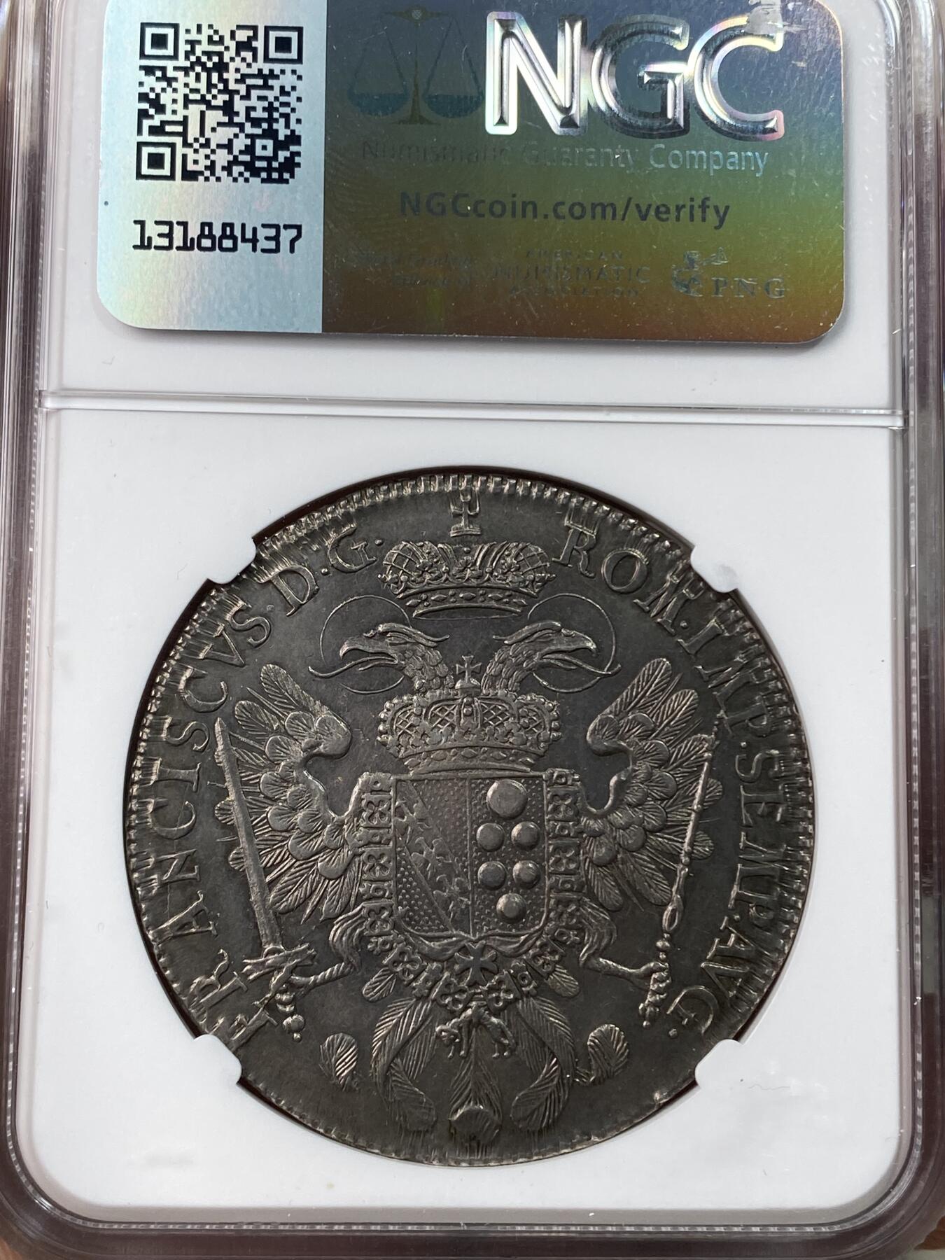 万国钱币拍卖第041期 NGC UNCD 1765年德国纽伦堡拿花女神双头鹰流通大泰勒 原味实物状态赞 高点亦有出色表现