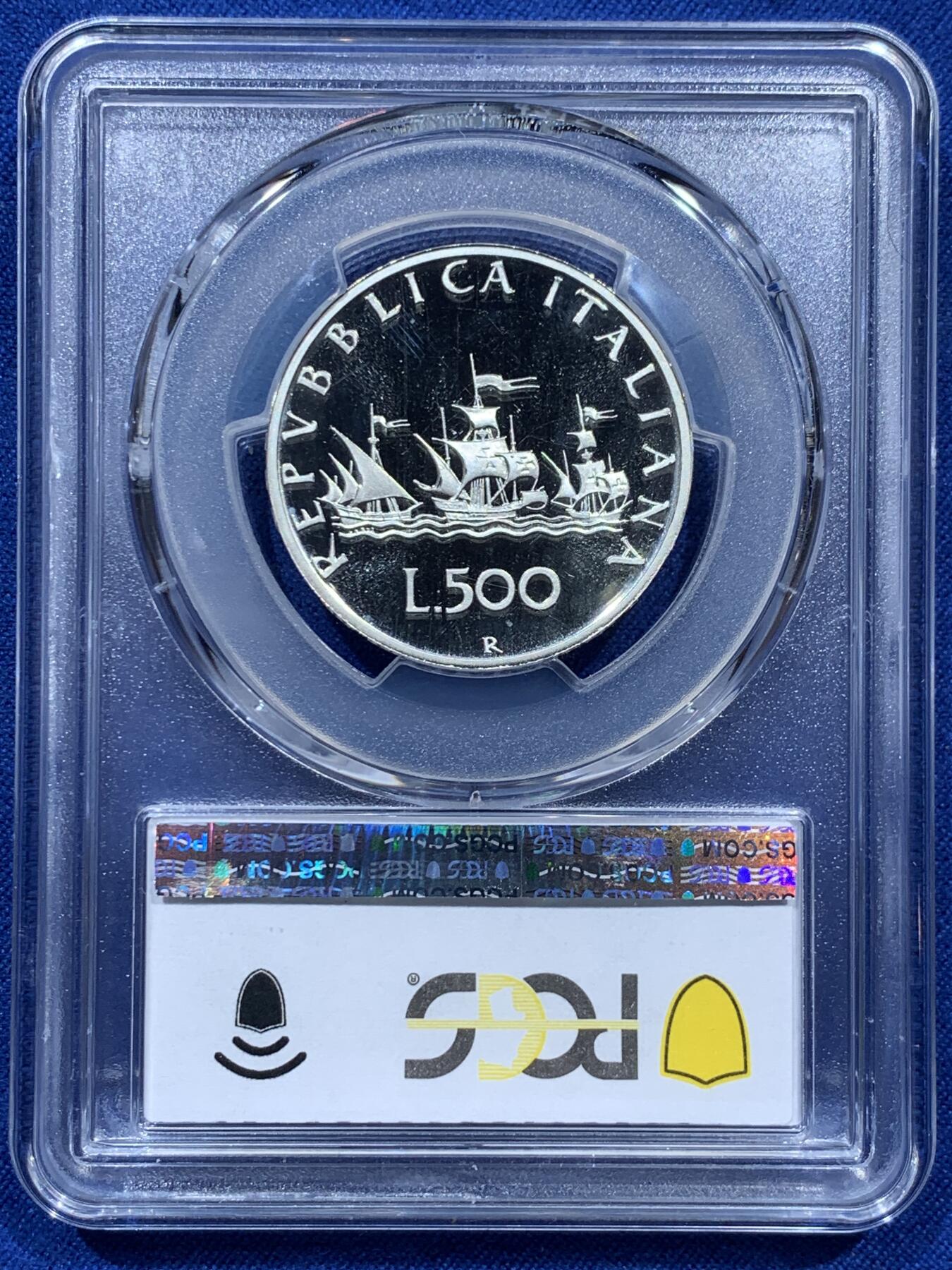 《竞宝斋》第347场 周日，周一，周二  3场连拍 （全场包邮） PCGS PR68DCAM 意大利1991年女神精制500里拉银币，发行量只有1.1W枚